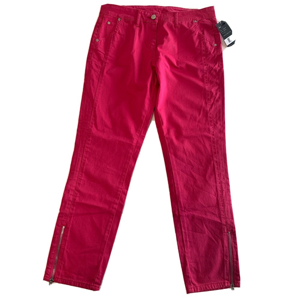 NWT Edun Women's Fuchsia Cropped Cigarette Jeans Size 28 Ret. $198 Skinny Leg